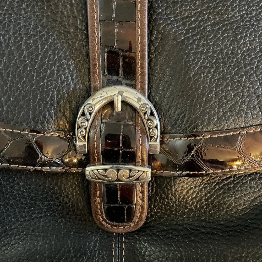 Brighton Leather Shoulder Bag, Chocolate Brown, EUC